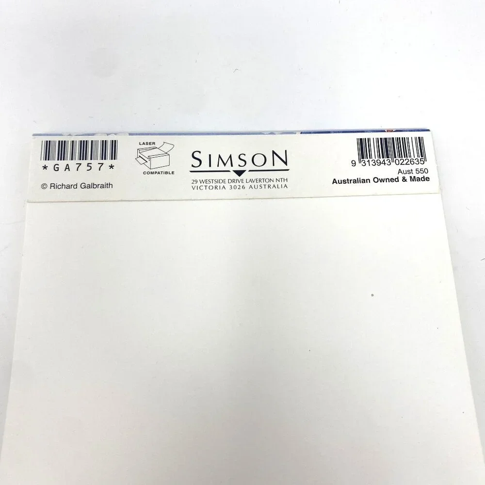 Vintage Simson Richard Galbraith Australia Print Writing Paper Pad 24 Sheets